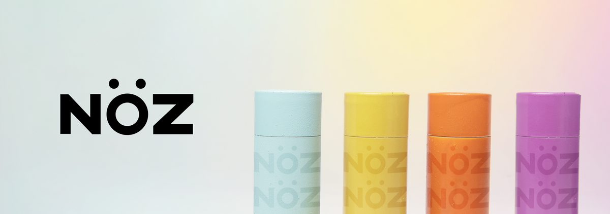 This product image includes several Nözscreen products including a light blue, yellow, orange, and purple Nözscreen product.